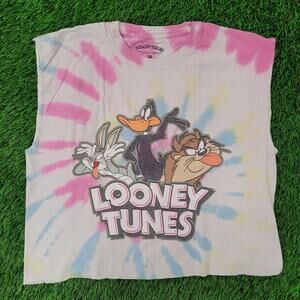 Looney-Tunes Cropped Tie-Dye Shirt Womens Medium 20x19 Baggy